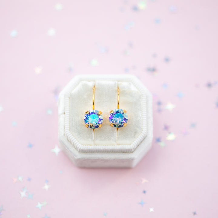 Light Sapphire AB Earrings - 8mm Studs or Drop Earrings
