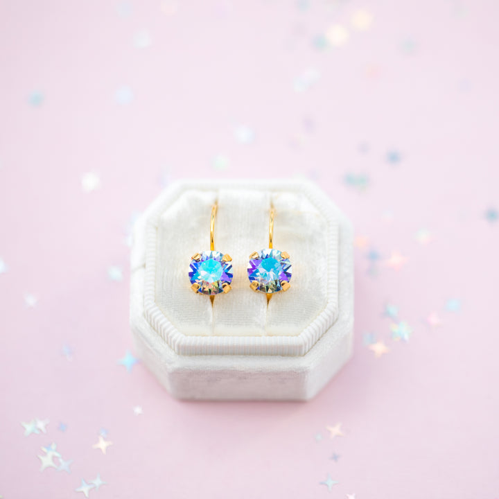 Light Sapphire AB Earrings - 8mm Studs or Drop Earrings