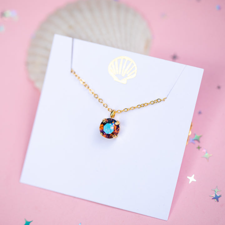 8mm Single Stone Necklace: Smoked Topaz Verde