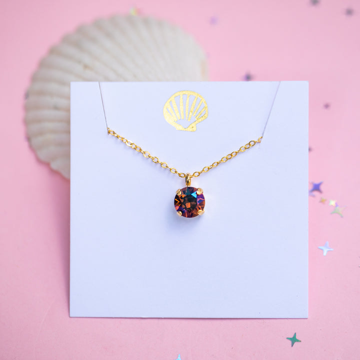 8mm Single Stone Necklace: Smoked Topaz Verde