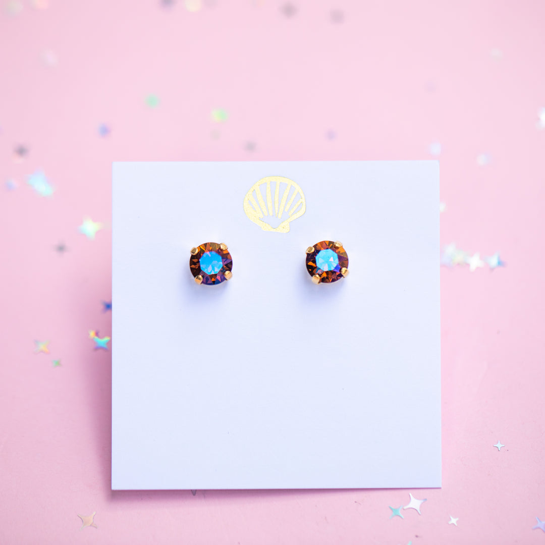 The Shell Signature Stud— Signature Fit 8mm (Smoked Topaz Verde)