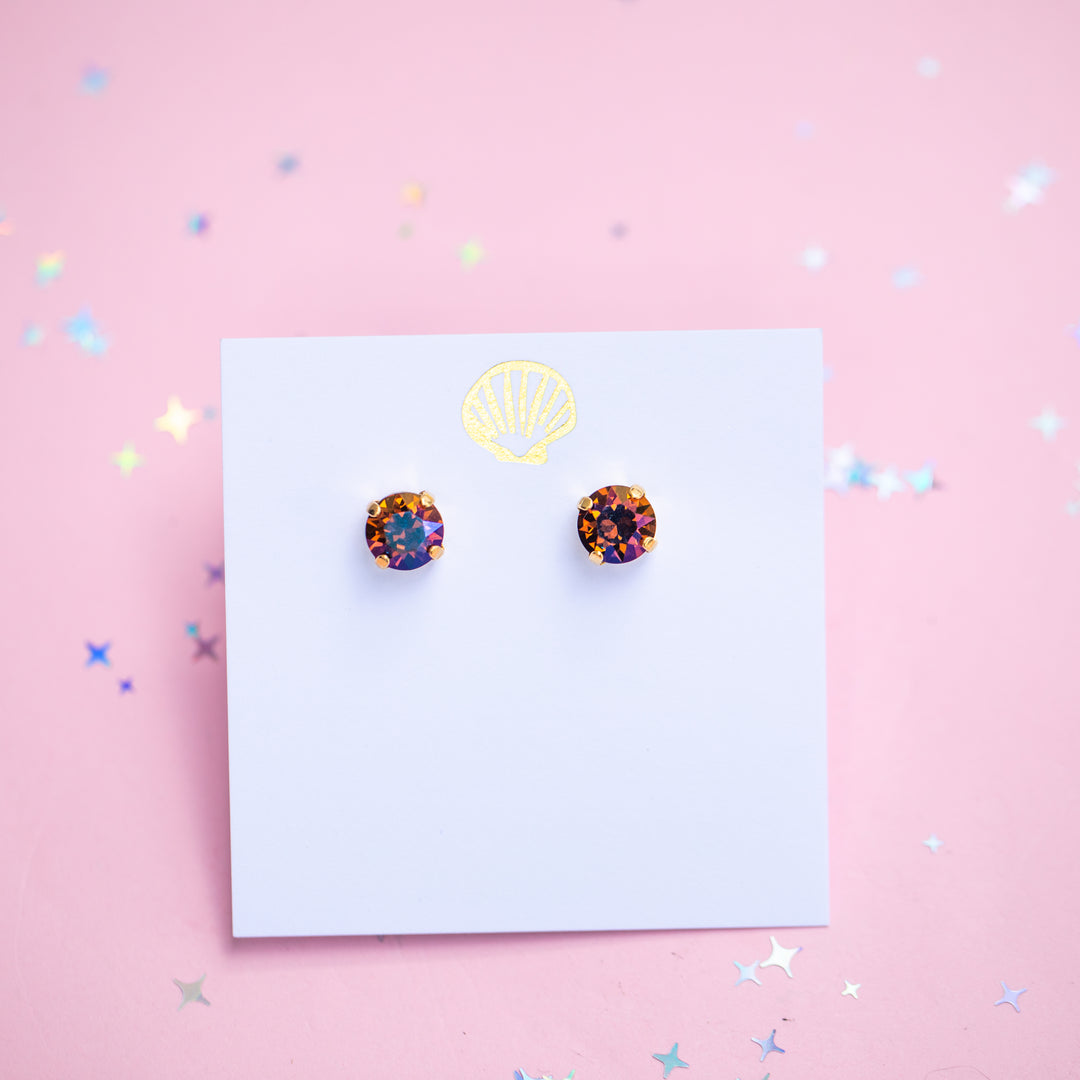 The Shell Signature Stud— Signature Fit 8mm (Smoked Topaz Verde)
