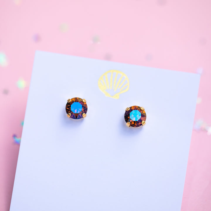 The Shell Signature Stud— Signature Fit 8mm (Smoked Topaz Verde)