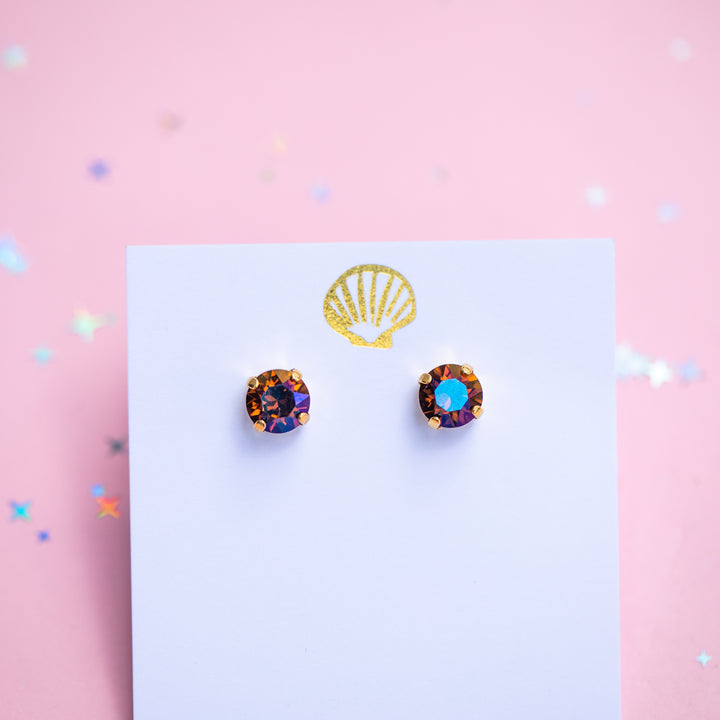 The Shell Signature Stud— Signature Fit 8mm (Smoked Topaz Verde)