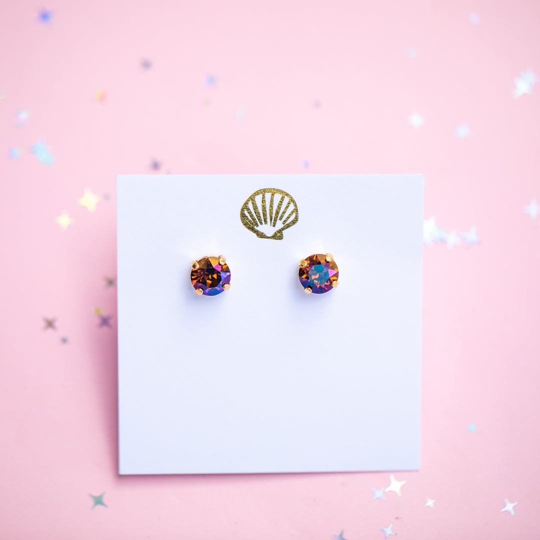 The Shell Signature Stud— Signature Fit 8mm (Smoked Topaz Verde)