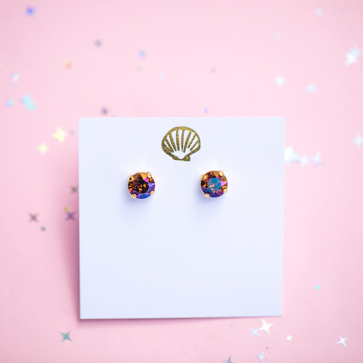 The Shell Signature Stud— Signature Fit 8mm (Smoked Topaz Verde)