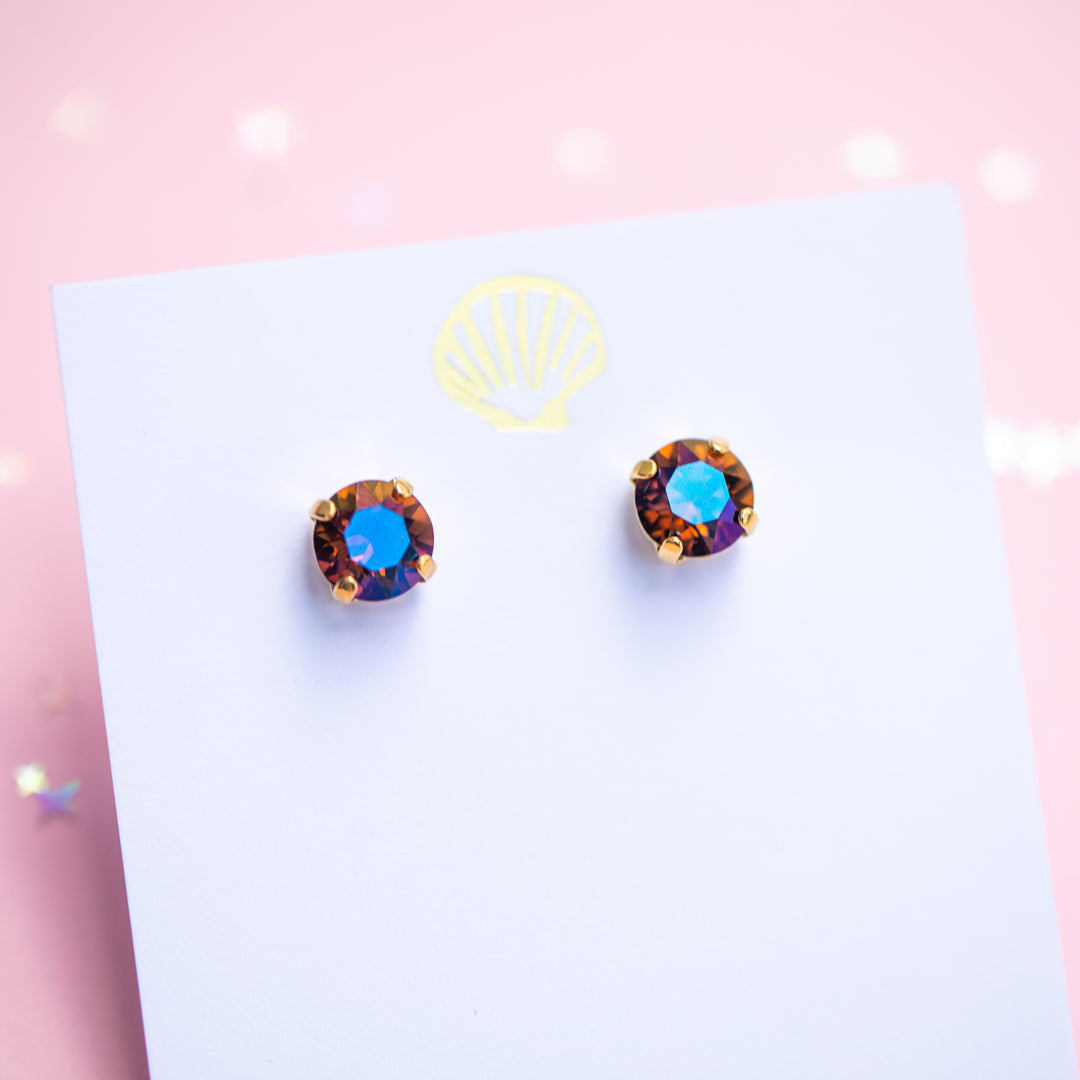 The Shell Signature Stud— Signature Fit 8mm (Smoked Topaz Verde)