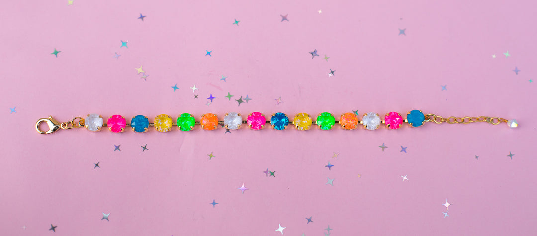 8mm Crystal Bracelet: Tropical Kaleidoscope with OPALS