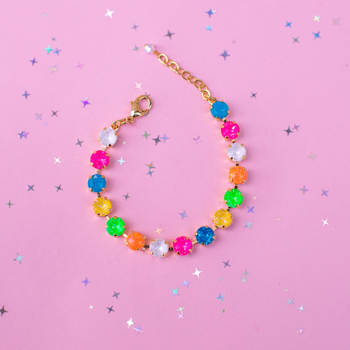 8mm Crystal Bracelet: Tropical Kaleidoscope with OPALS