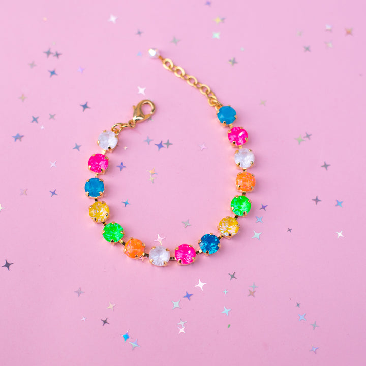 8mm Crystal Bracelet: Tropical Kaleidoscope with OPALS
