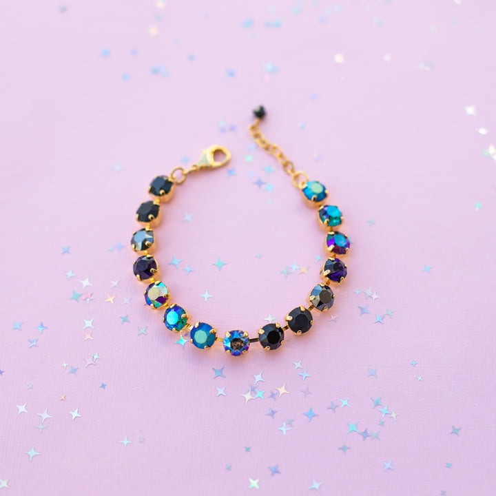 8mm Crystal Bracelet: Moonlit Teal