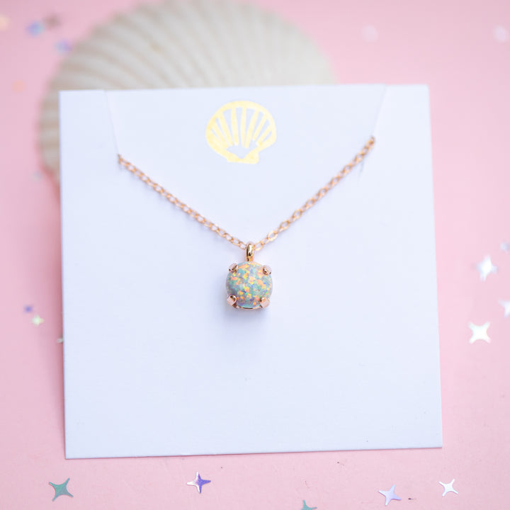 8mm Single Stone Necklace: Sand Dune Opal