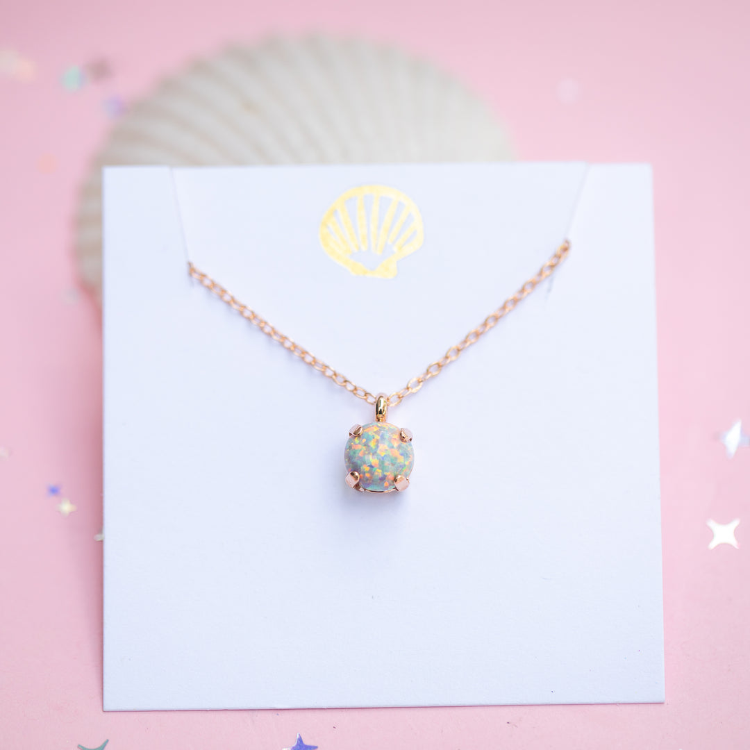 8mm Single Stone Necklace: Sand Dune Opal