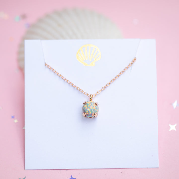 8mm Single Stone Necklace: Sand Dune Opal