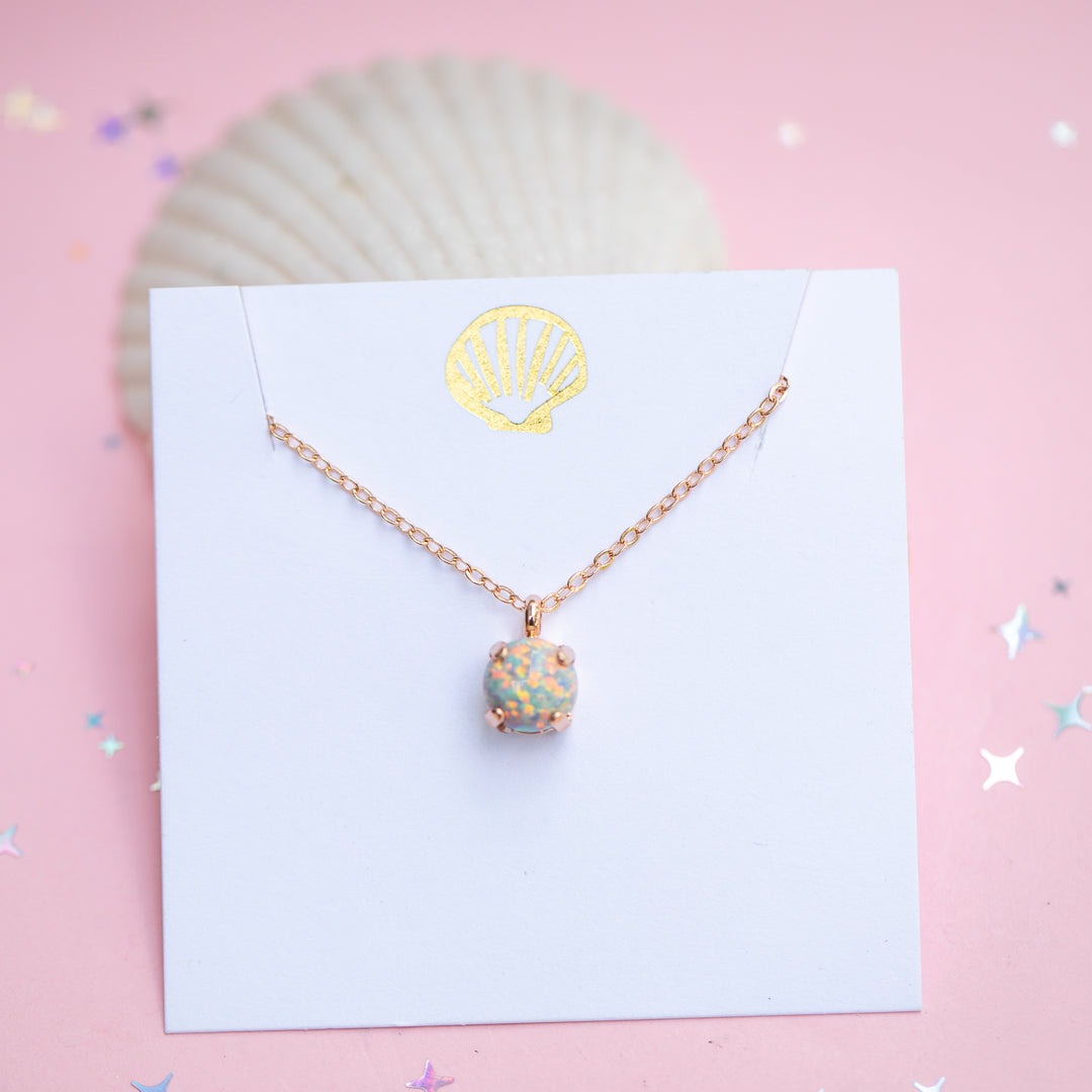 8mm Single Stone Necklace: Sand Dune Opal