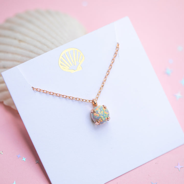 8mm Single Stone Necklace: Sand Dune Opal