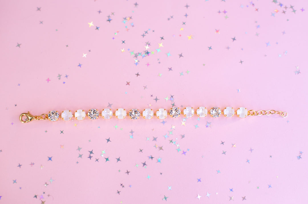 8mm Crystal Bracelet: Snowball