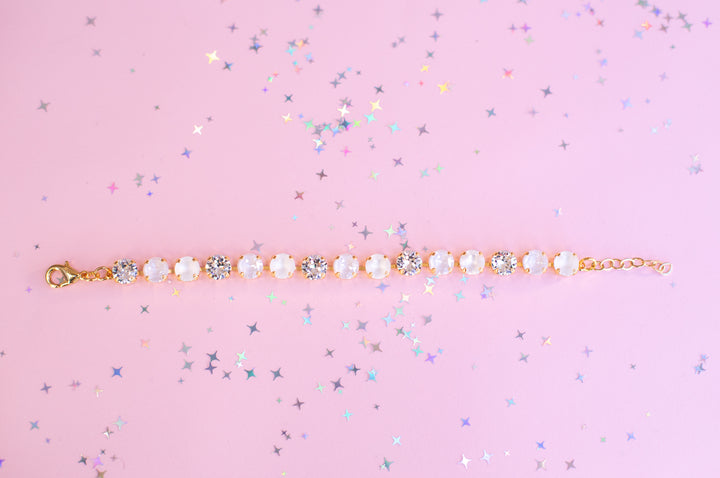8mm Crystal Bracelet: Snowball
