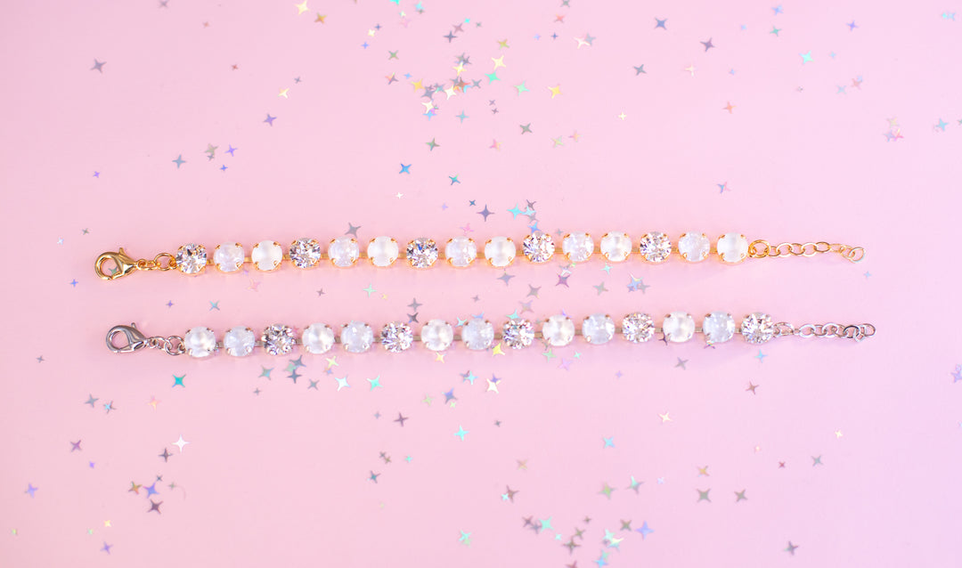 8mm Crystal Bracelet: Snowball