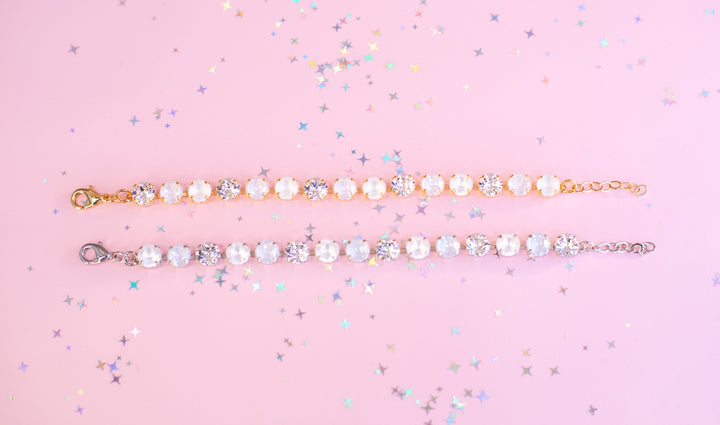8mm Crystal Bracelet: Snowball