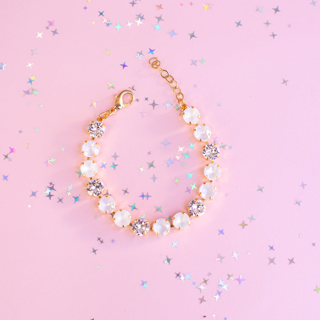 8mm Crystal Bracelet: Snowball