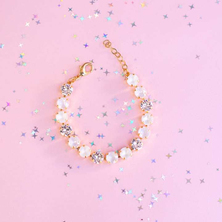 8mm Crystal Bracelet: Snowball