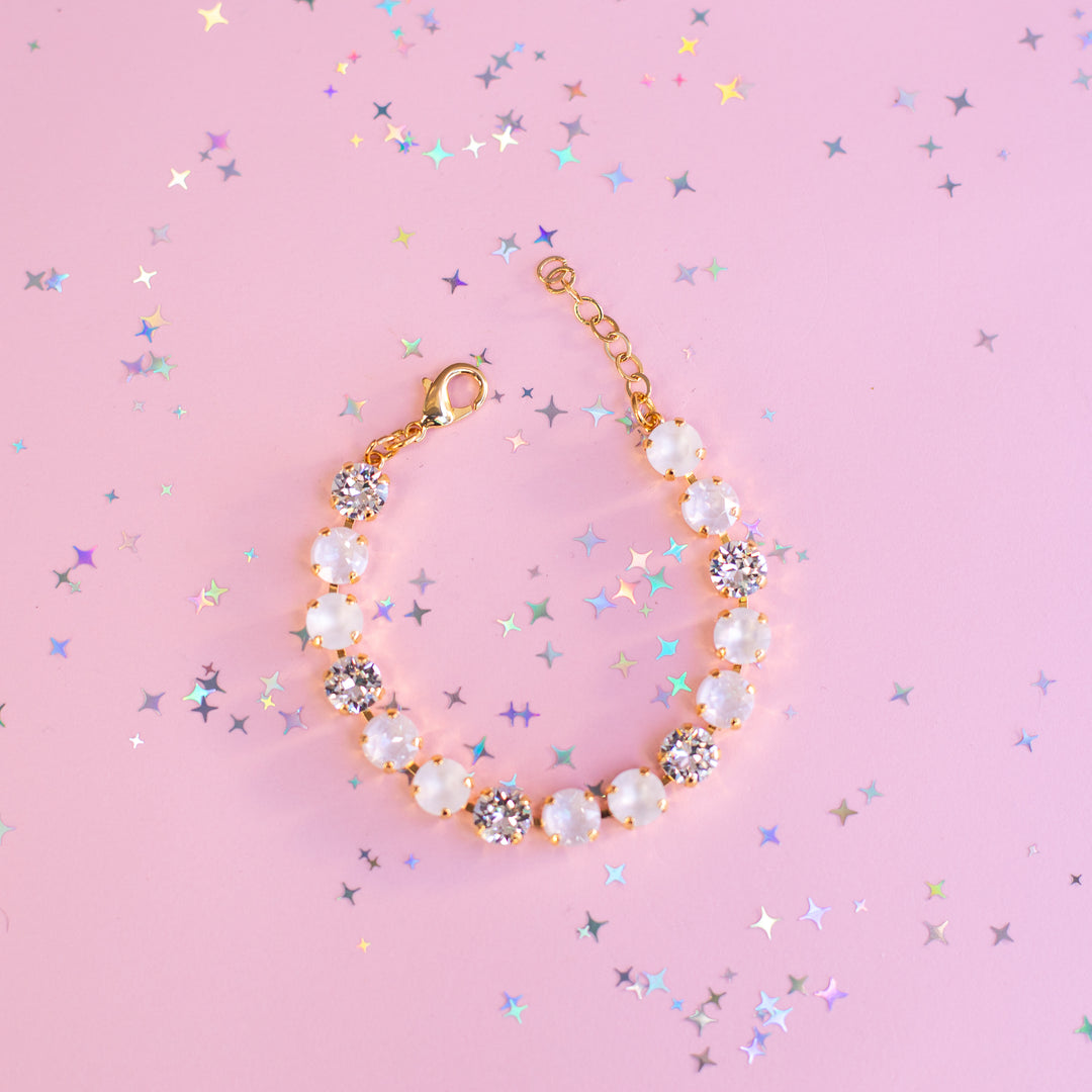 8mm Crystal Bracelet: Snowball