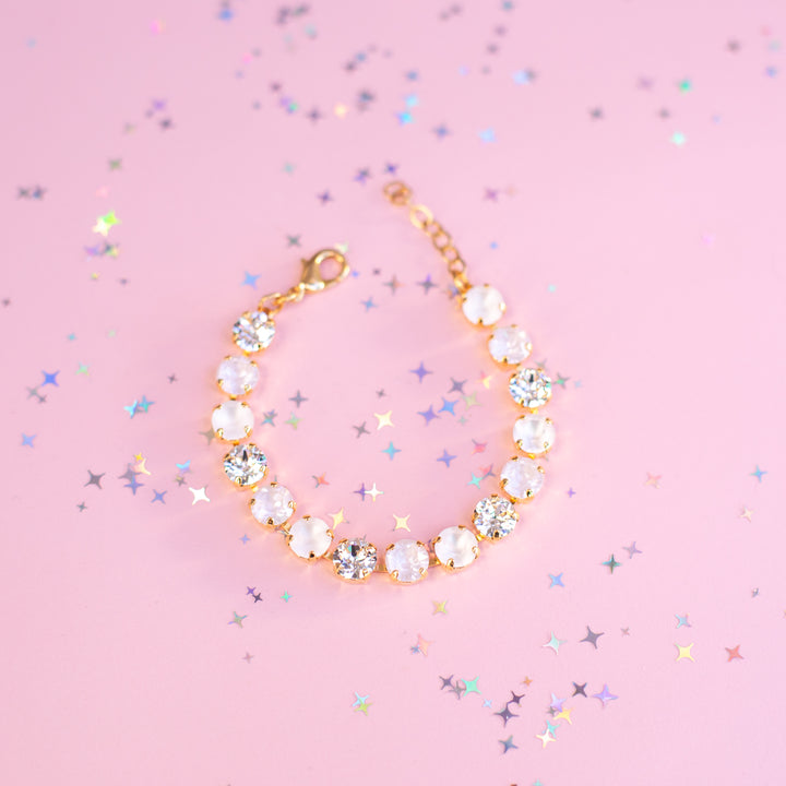 8mm Crystal Bracelet: Snowball