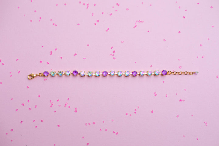 6mm Bracelet Electric Orchid Twinkle Sparkle - Choose setting Color and Length