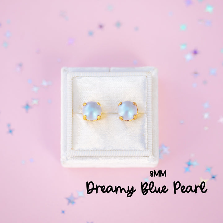 8mm Stud or Leverback Drop Earrings in Dreamy Blue Pearl