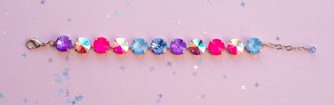 12mm Rivoli Crystal Bracelet: Celebrate Happy