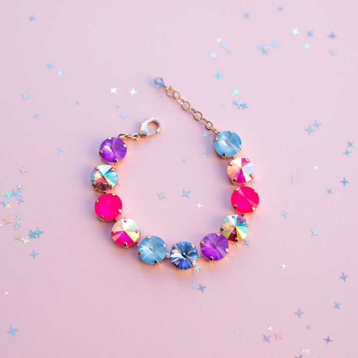 12mm Rivoli Crystal Bracelet: Celebrate Happy