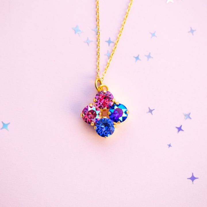 8mm 4 stone Clover Necklace Paint the Night - choose setting color