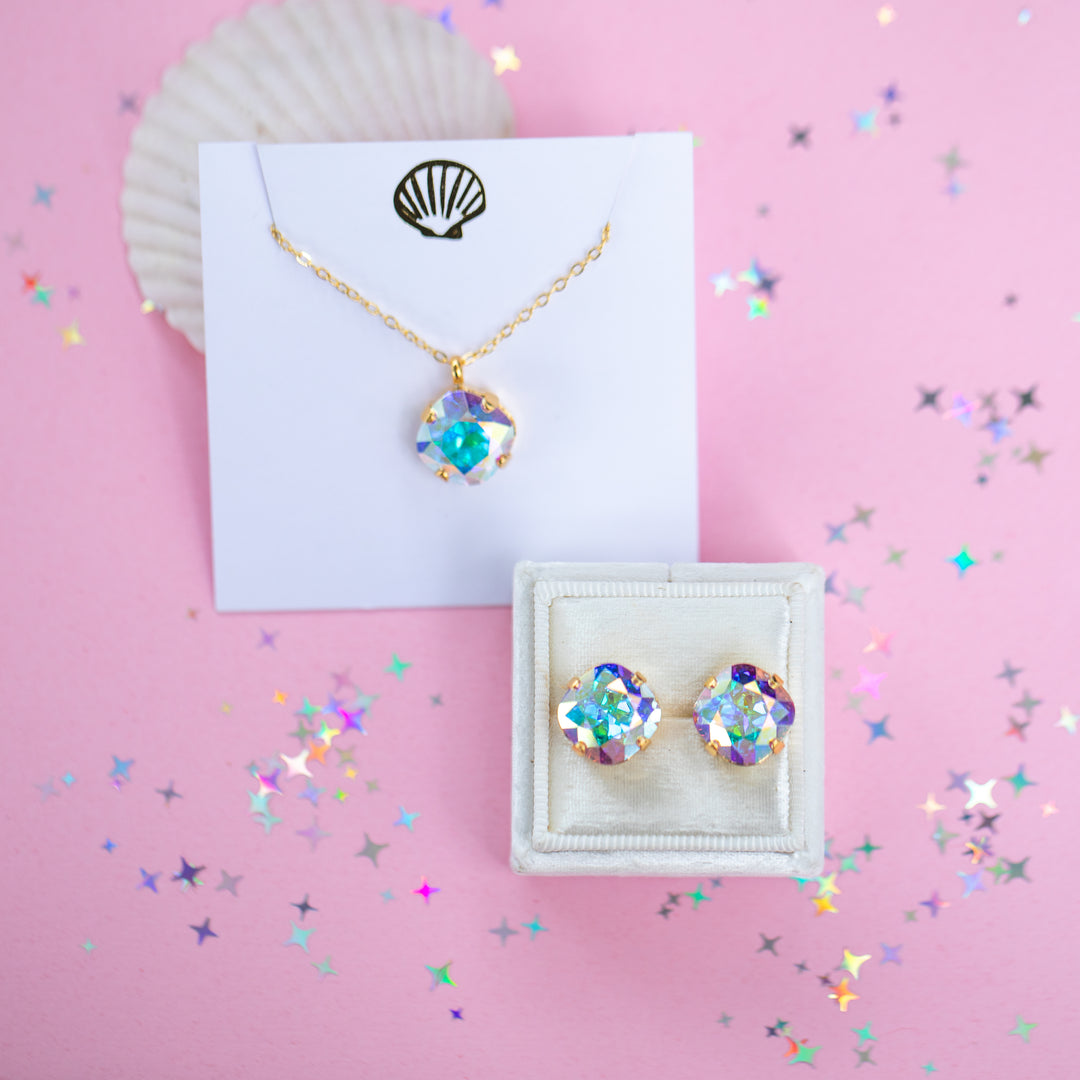 12mm Cushion Cut Necklace - (Crystal AB)