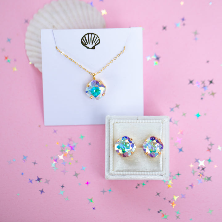 12mm Cushion Cut Necklace - (Crystal AB)