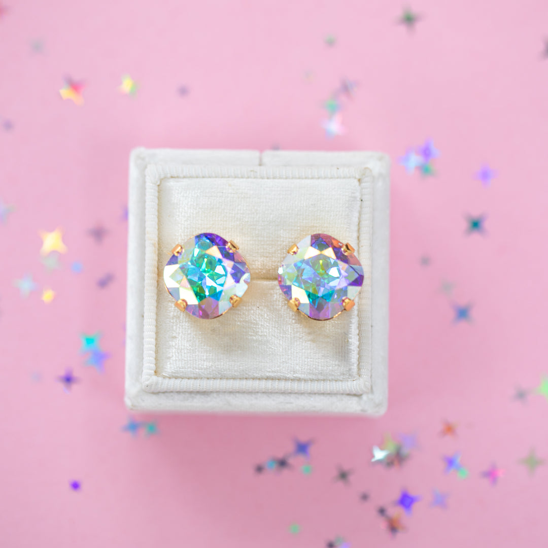 12mm Cushion Cut Earrings (Crystal AB)