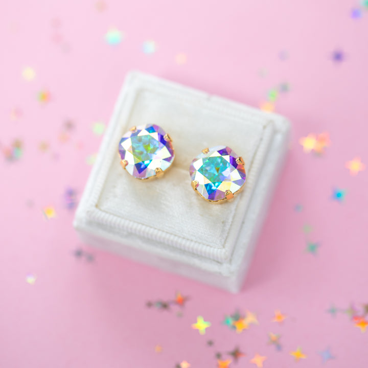 12mm Cushion Cut Earrings (Crystal AB)
