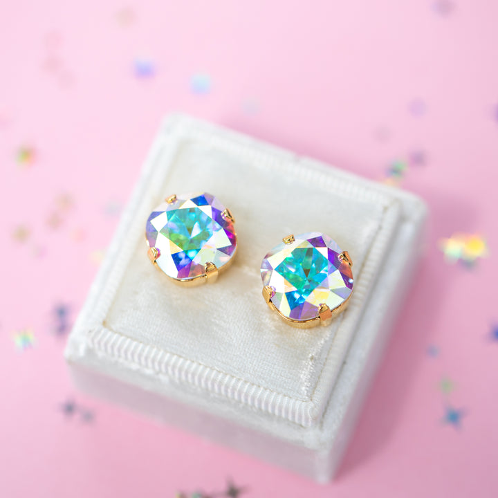 12mm Cushion Cut Earrings (Crystal AB)
