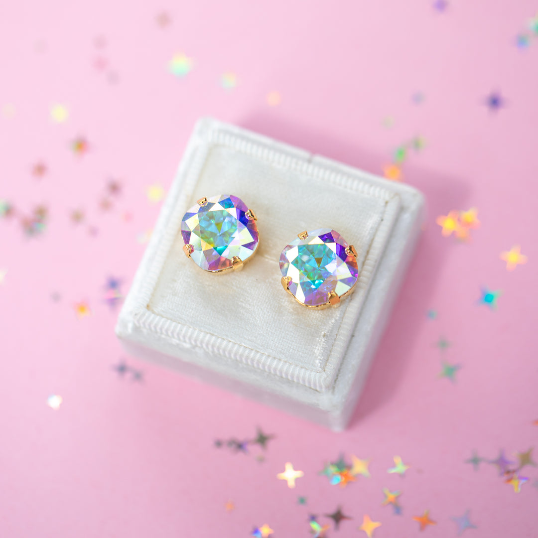 12mm Cushion Cut Earrings (Crystal AB)