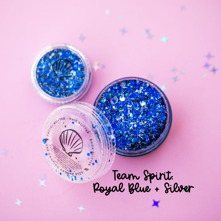 Glitter Creme: Team Spirit: Royal Blue + Silver Body Glitter