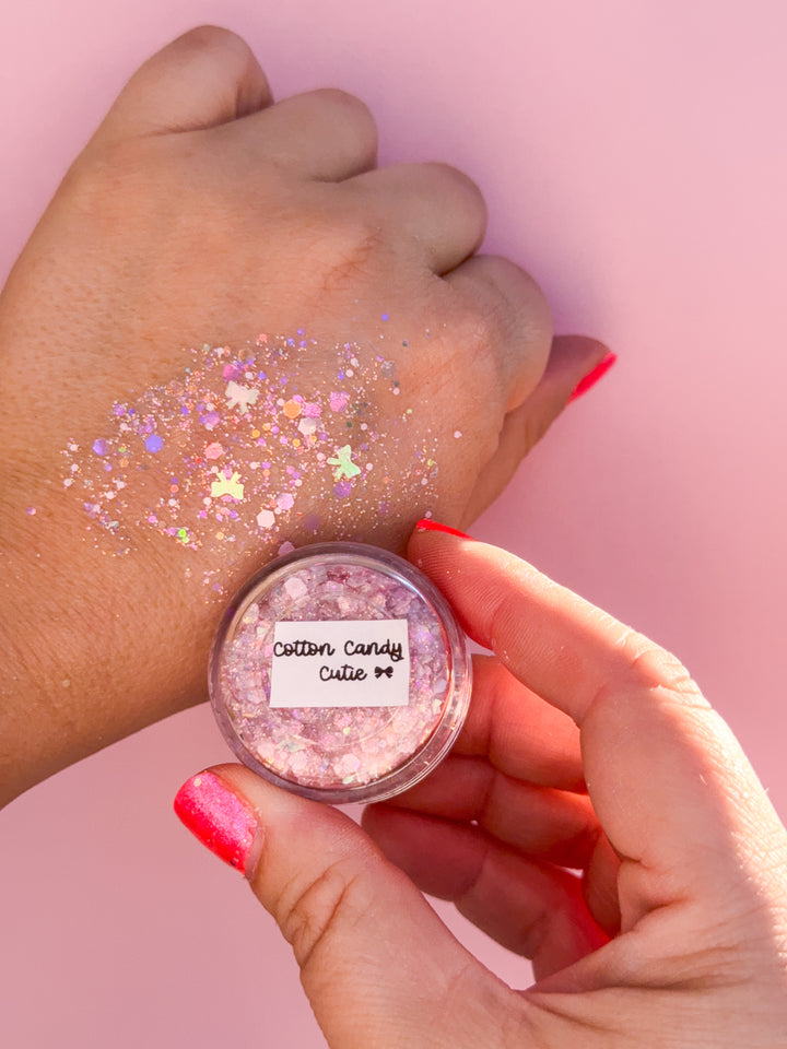 Cotton Candy Cutie Body Glitter with Bow Shaped Glitter