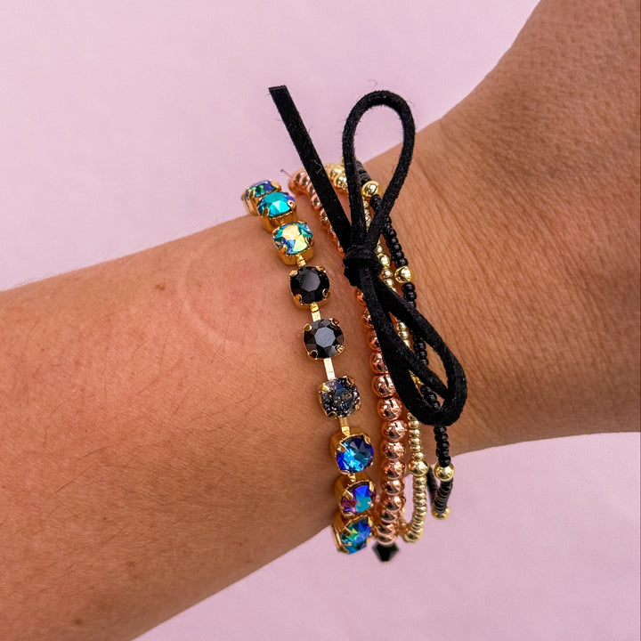 6mm Crystal Bracelet: Moonlit Teal  - Choose setting Color and Length