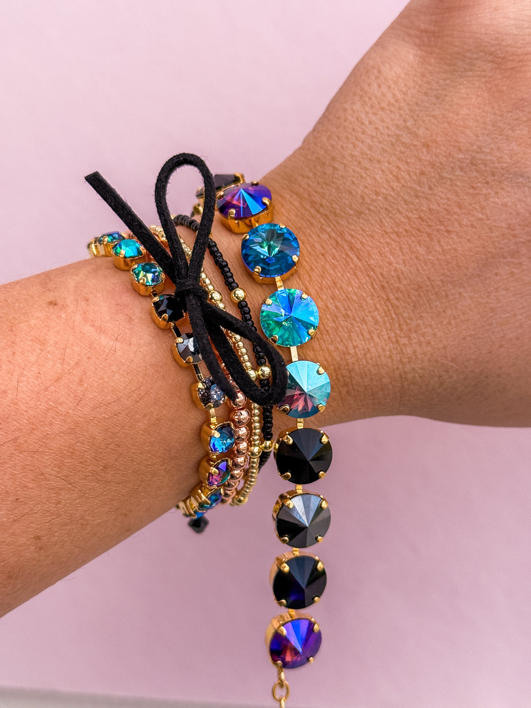 12mm Rivoli Crystal Bracelet: Moonlit Teal