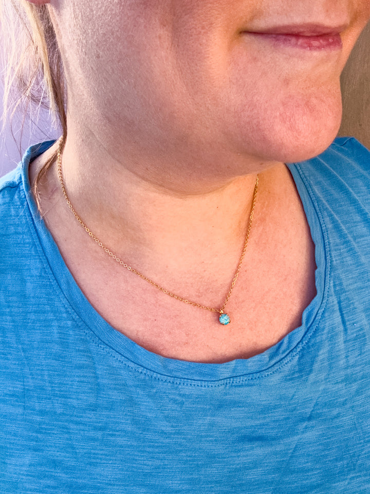 6mm Single Stone Necklace: Jungle Opal