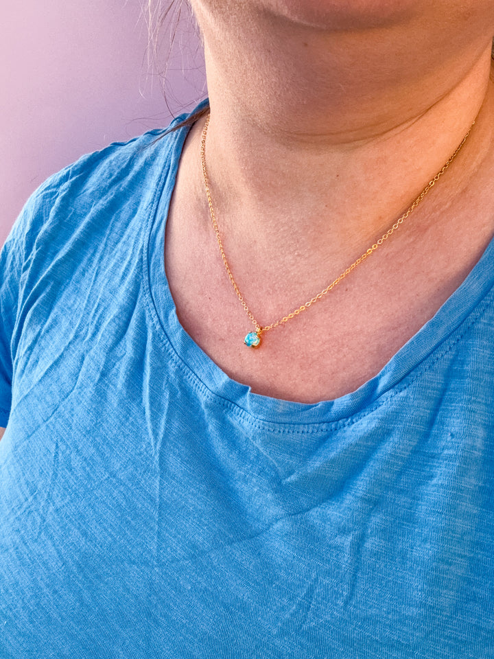 6mm Single Stone Necklace: Jungle Opal