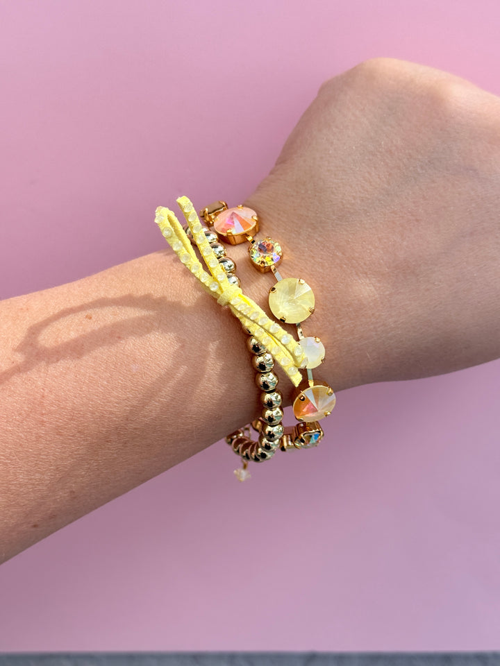 12/8mm Rivoli Crystal Bracelet: Yellow Star