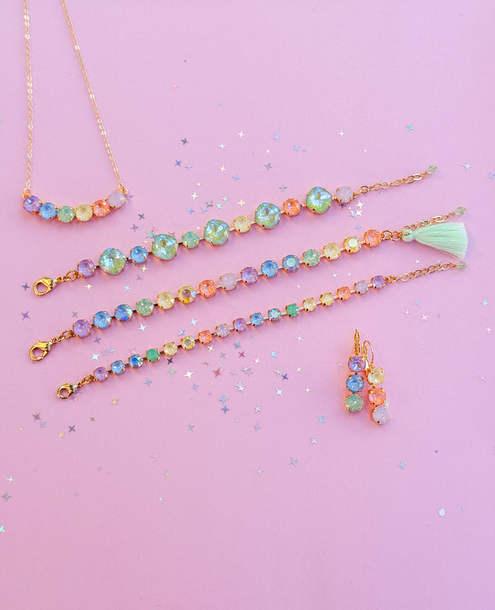 8mm 6 stone Necklace: Milkshake Rainbow