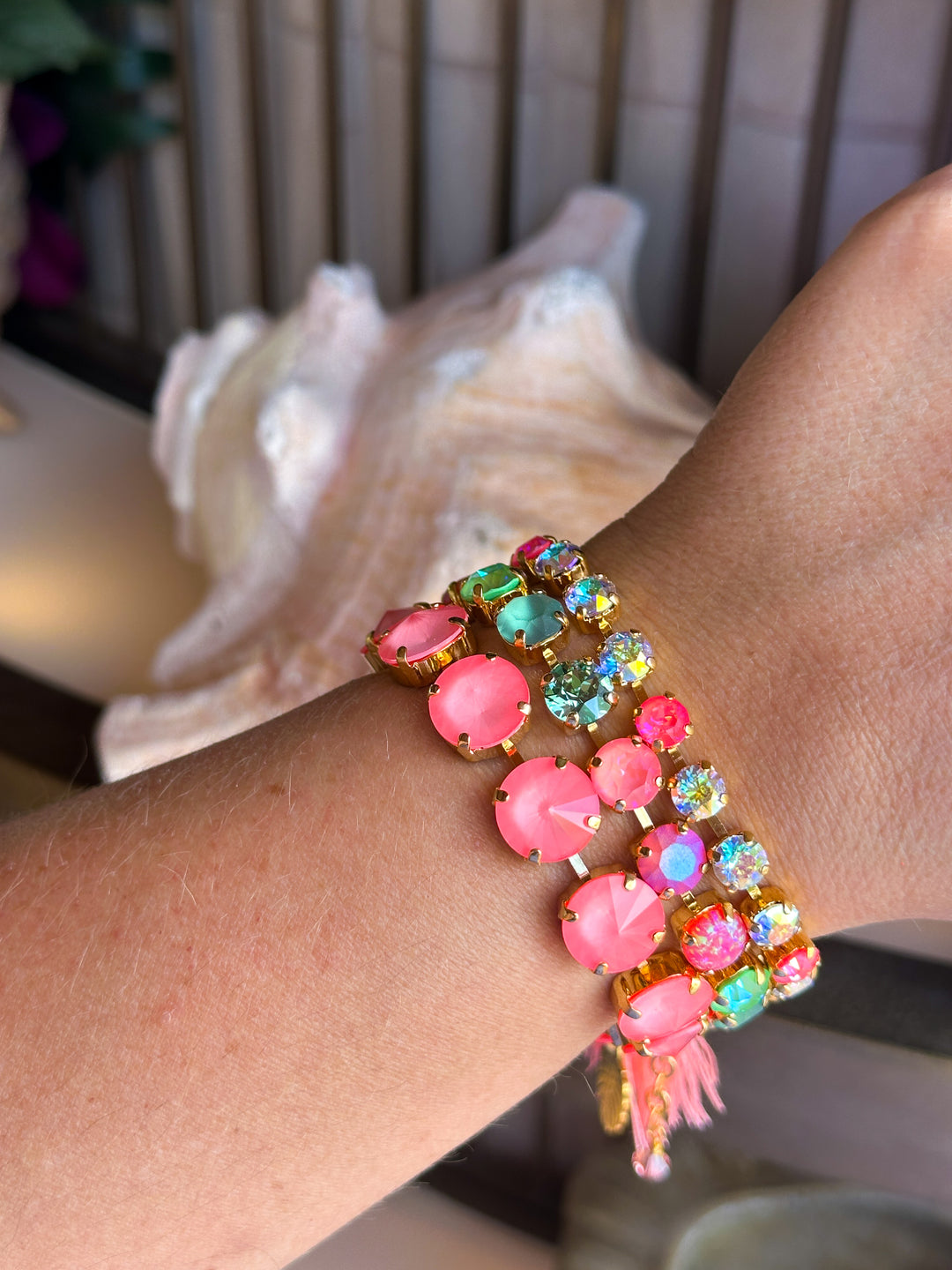 6mm Bracelet Neon Watermelon Delite Sparkle - Choose setting Color and Length