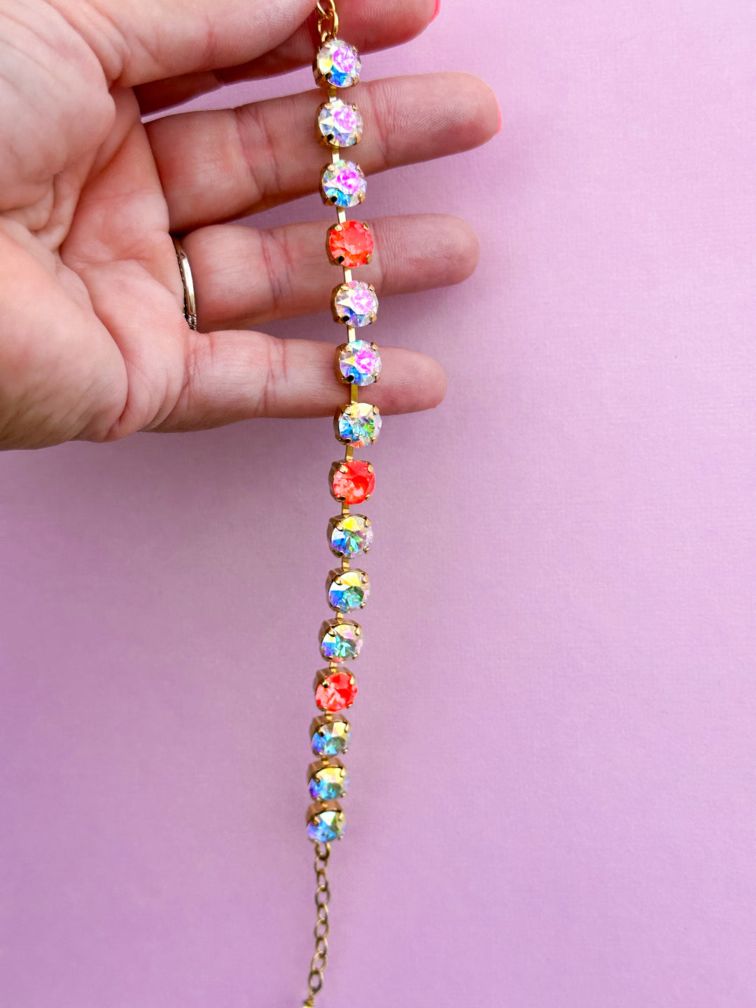 8mm Crystal Bracelet: Electric Orange Twinkle Sparkle
