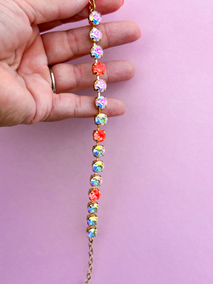8mm Crystal Bracelet: Electric Orange Twinkle Sparkle